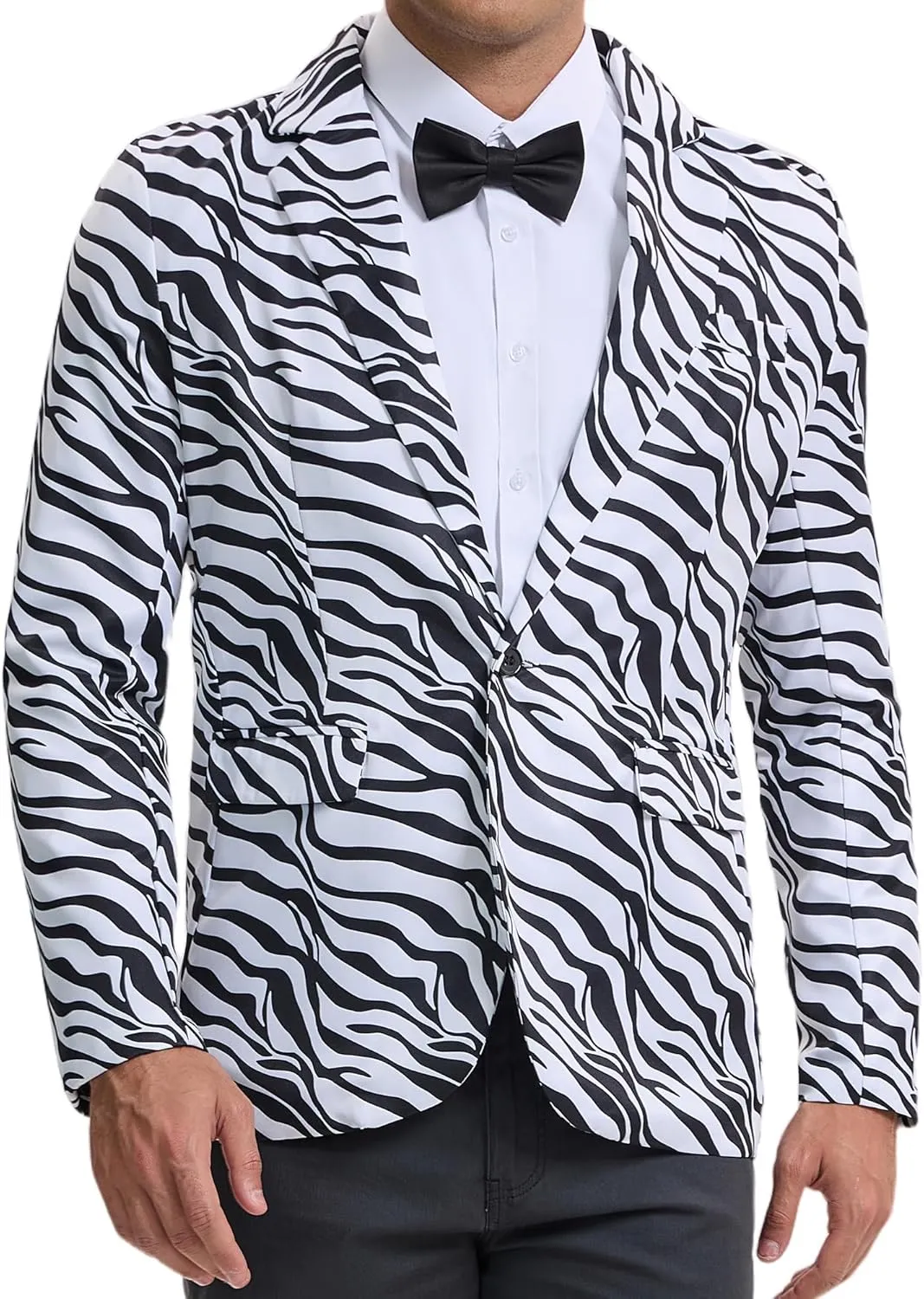 Lars Amadeus Men's Party Animal Leopard Print Blazer Notched Lapel Lightweight Sport Coat Suit Jacket