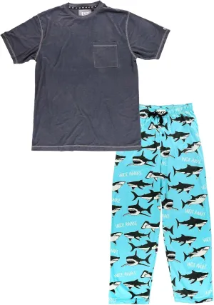Lazy One Pajama Sets for Men, Short Sleeve Cotton Pajama Shirt and Pants with Funny Animal Prints, Comfy Pajamas for Men