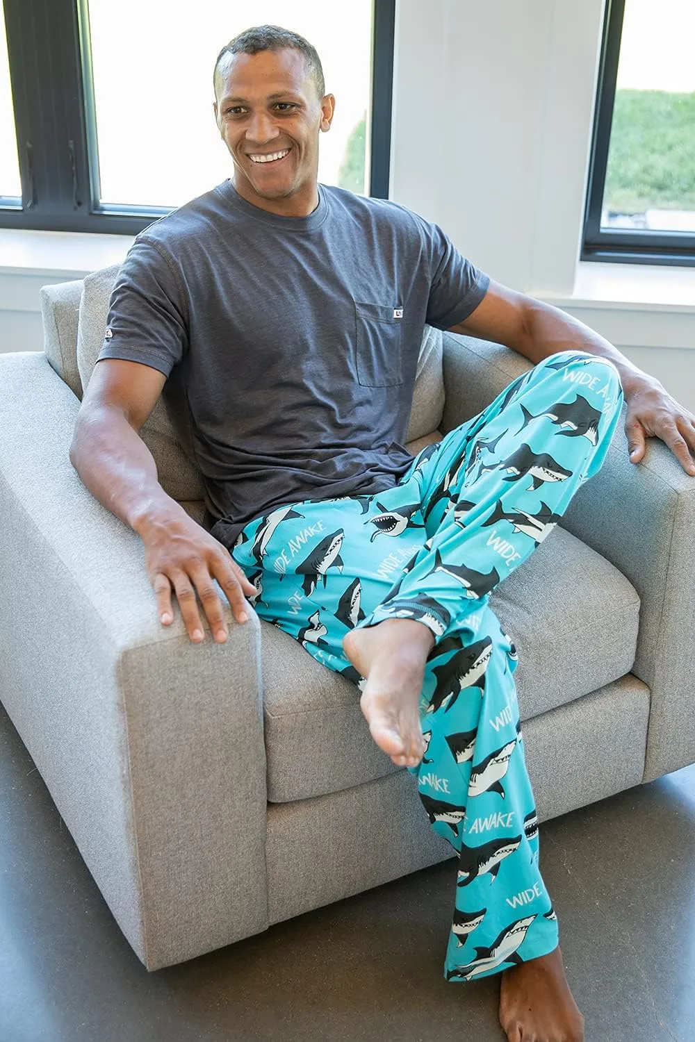 Lazy One Pajama Sets for Men, Short Sleeve Cotton Pajama Shirt and Pants with Funny Animal Prints, Comfy Pajamas for Men