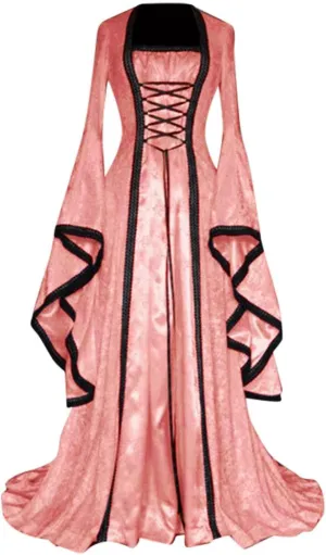 LCMTWX Fairy Costume for Women Solid Color Trumpet Sleeve Long Princess Dress Miles Morales Cosplay Costume para