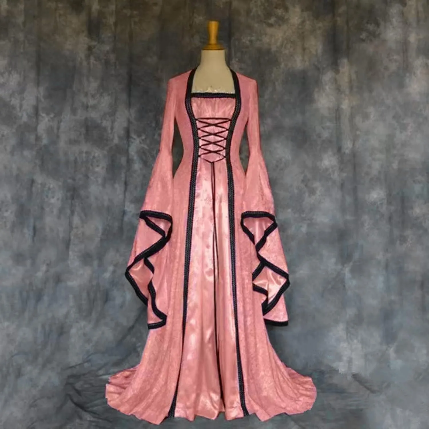 LCMTWX Fairy Costume for Women Solid Color Trumpet Sleeve Long Princess Dress Miles Morales Cosplay Costume para