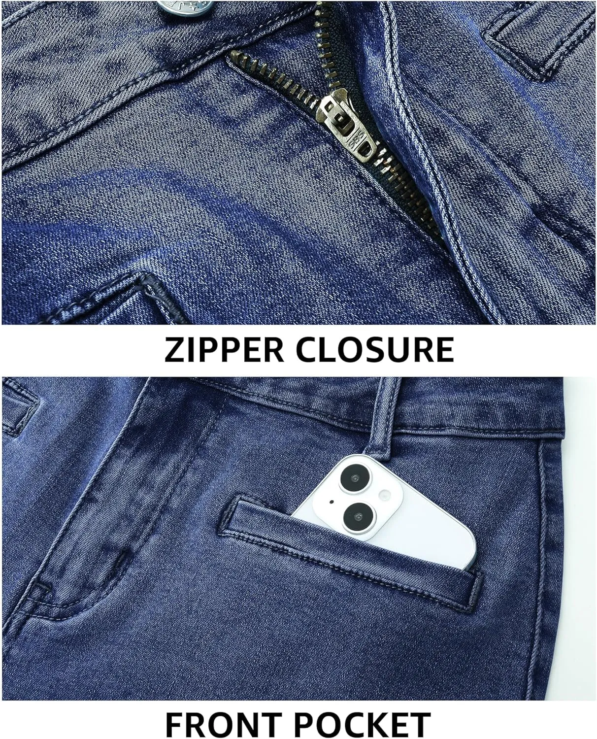 luvamia Capri Jeans for Women High Waisted Slim Straight Stretchy Denim Capris Pants Welt Pockets Casual Cropped Jeans