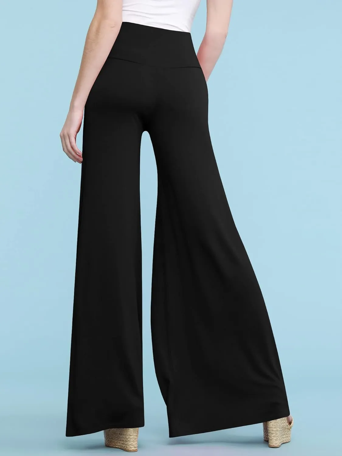 Made By Johnny MBJ Women's Casual Comfy Solid/Tie Dye Wide Leg Palazzo Lounge Pants (XS~5XL)