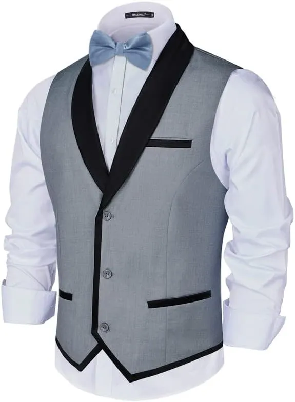 MAGE MALE Men's 2 Piece Suit Slim Fit Formal Business Vest Suit for Men Fashion Casual Wedding Waistcoat Pants Set