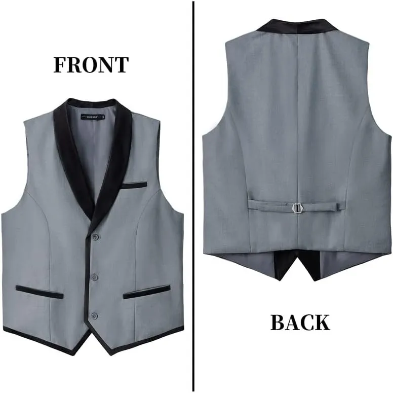 MAGE MALE Men's 2 Piece Suit Slim Fit Formal Business Vest Suit for Men Fashion Casual Wedding Waistcoat Pants Set