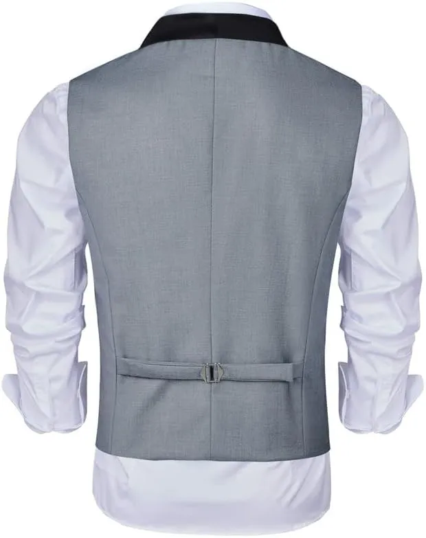 MAGE MALE Men's 2 Piece Suit Slim Fit Formal Business Vest Suit for Men Fashion Casual Wedding Waistcoat Pants Set
