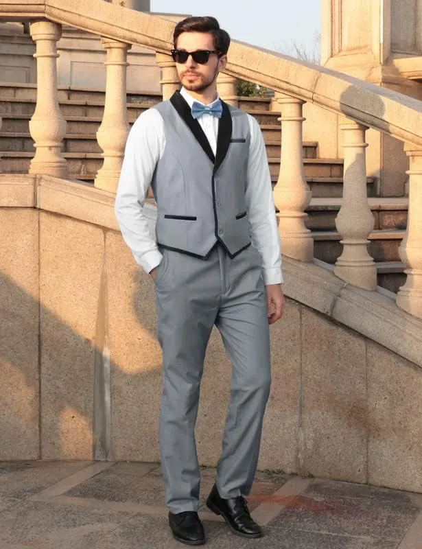 MAGE MALE Men's 2 Piece Suit Slim Fit Formal Business Vest Suit for Men Fashion Casual Wedding Waistcoat Pants Set