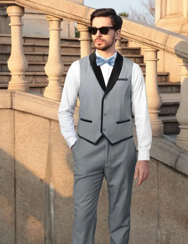 MAGE MALE Men's 2 Piece Suit Slim Fit Formal Business Vest Suit for Men Fashion Casual Wedding Waistcoat Pants Set
