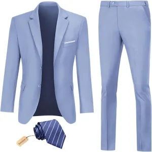 Men Suit 2 Piece Groomsmen Tuxedo Prom Blazer Slim Fit Suits Two Button Wedding Dress Jacket Pants Set with Tie