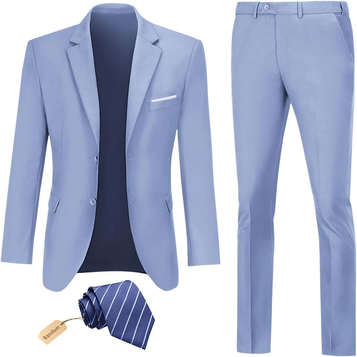 Men Suit 2 Piece Groomsmen Tuxedo Prom Blazer Slim Fit Suits Two Button Wedding Dress Jacket Pants Set with Tie