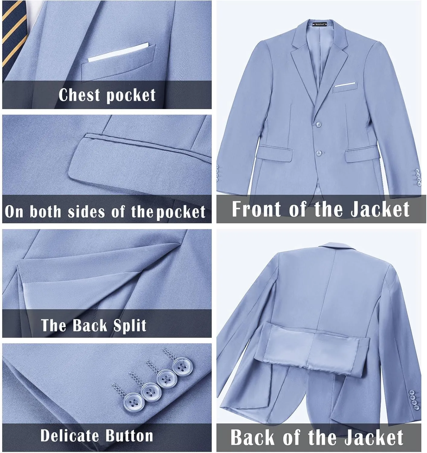 Men Suit 2 Piece Groomsmen Tuxedo Prom Blazer Slim Fit Suits Two Button Wedding Dress Jacket Pants Set with Tie