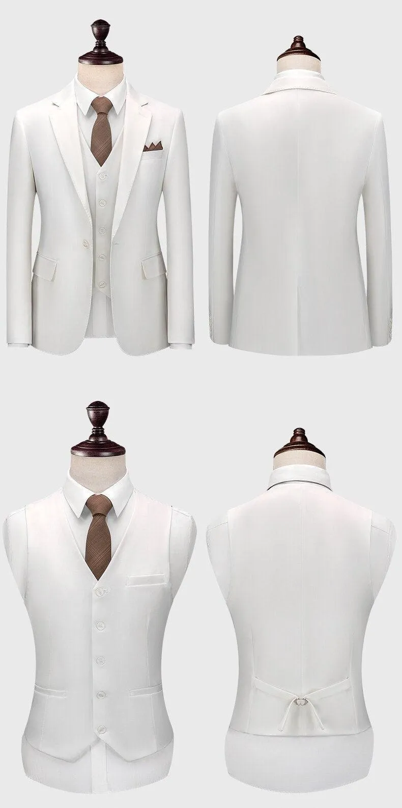 Men Suit - Marcus White Wedding 3-Piece Suit