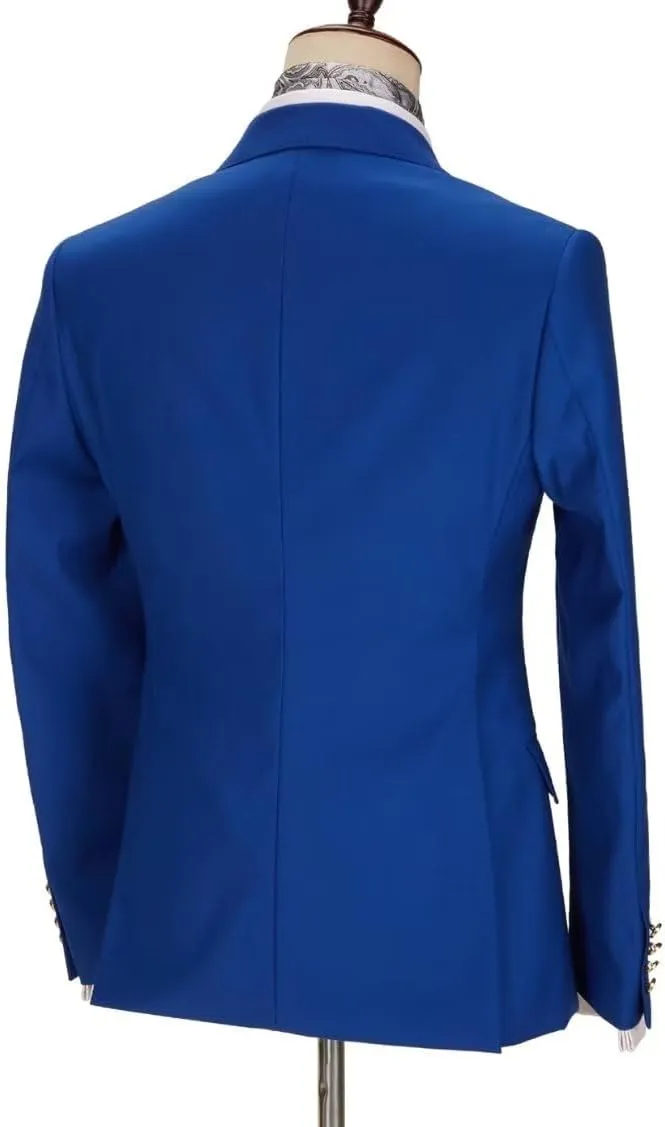 Men's 2 Piece Slim Fit Suit Double Breasted Solid Blazer Formal Jacket and Pants Set for Wedding Prom