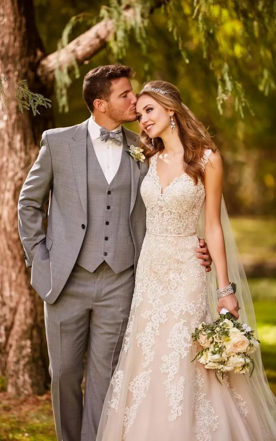 Men's 3 Piece Suits Slim Fit Wedding Prom Party Business Suit One Button Blazer Vest and Pants Tuxedo Set