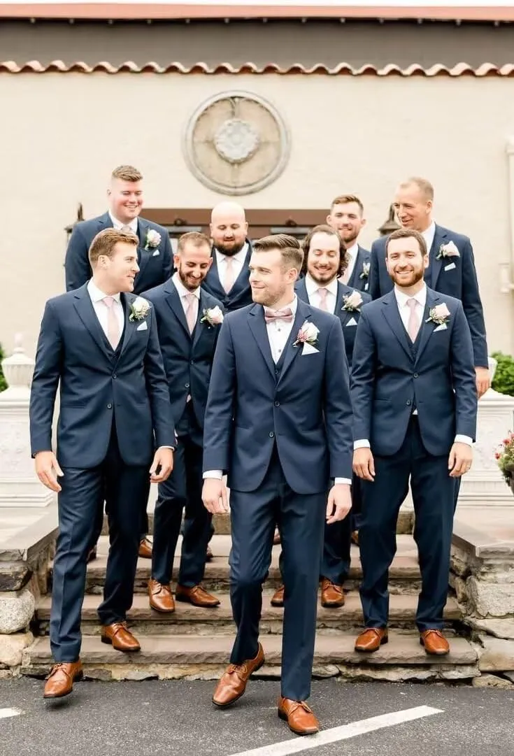 Men's 3 Piece Suits Slim Fit Wedding Prom Party Business Suit One Button Blazer Vest and Pants Tuxedo Set