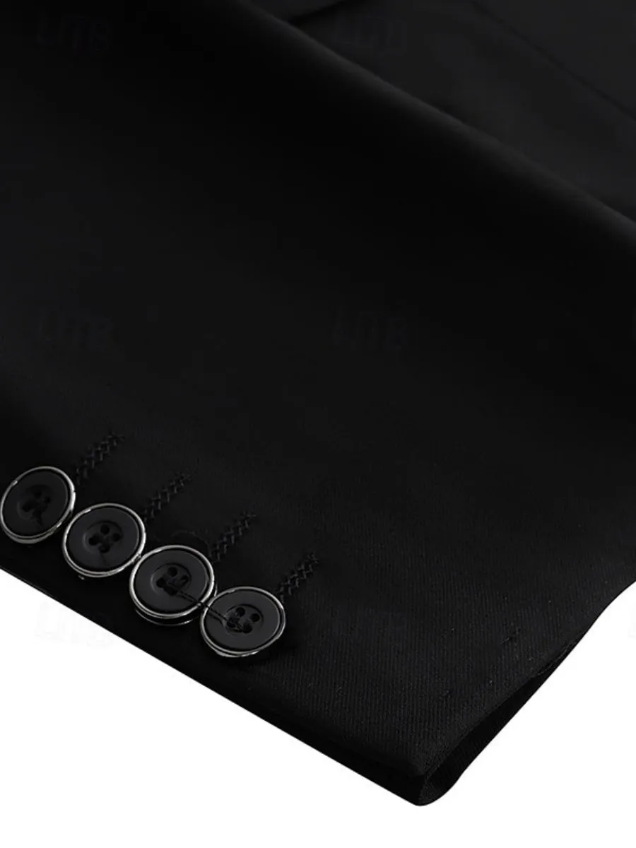 Men's Black Single Breasted Two-buttons Notched Lapel Wedding Prom Party Suits