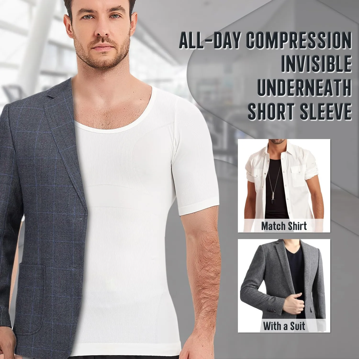 Mens Compression Shirts Short Sleeve, Gynecomastia Undershirt, Slimming Tank Top, Shapewear Vest