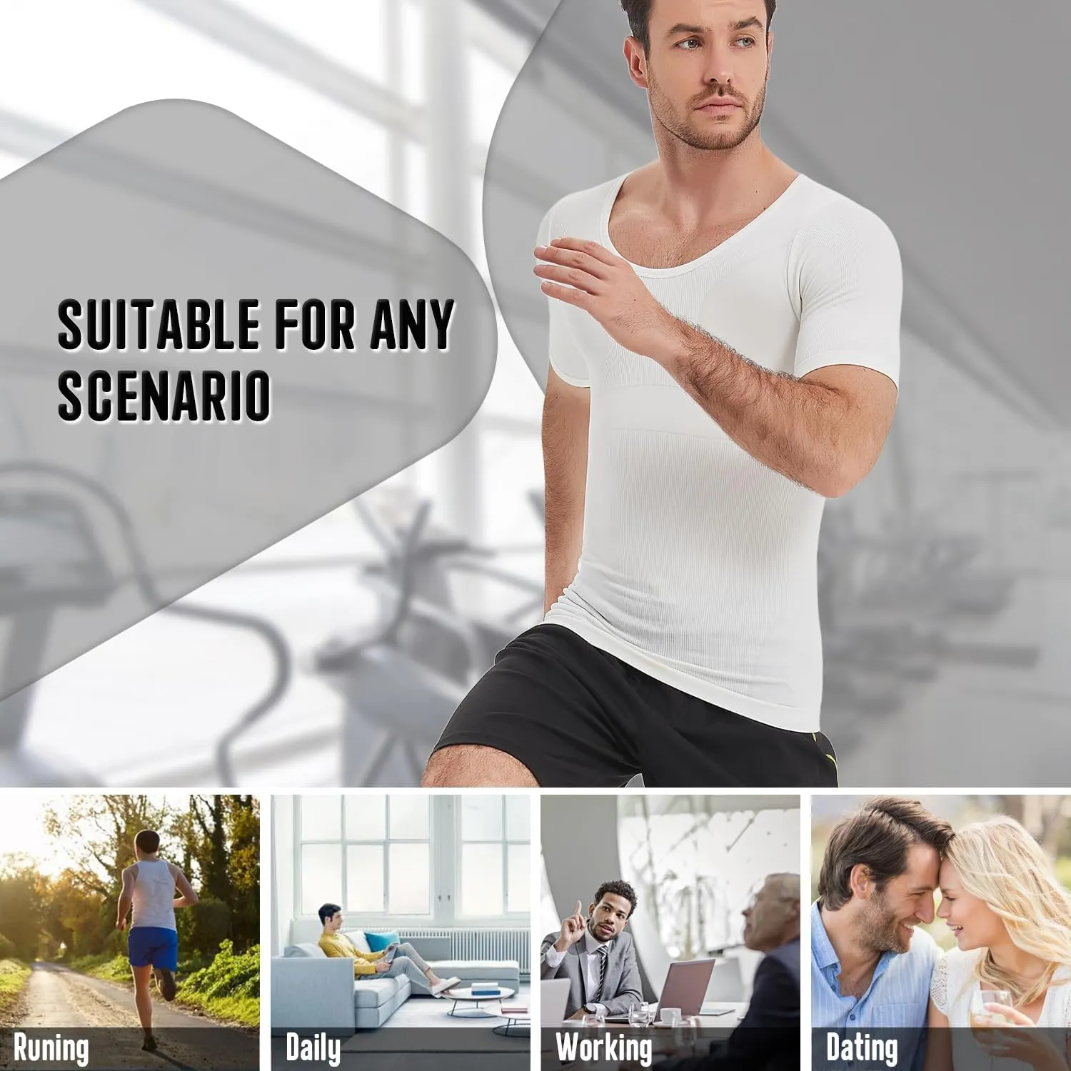 Mens Compression Shirts Short Sleeve, Gynecomastia Undershirt, Slimming Tank Top, Shapewear Vest