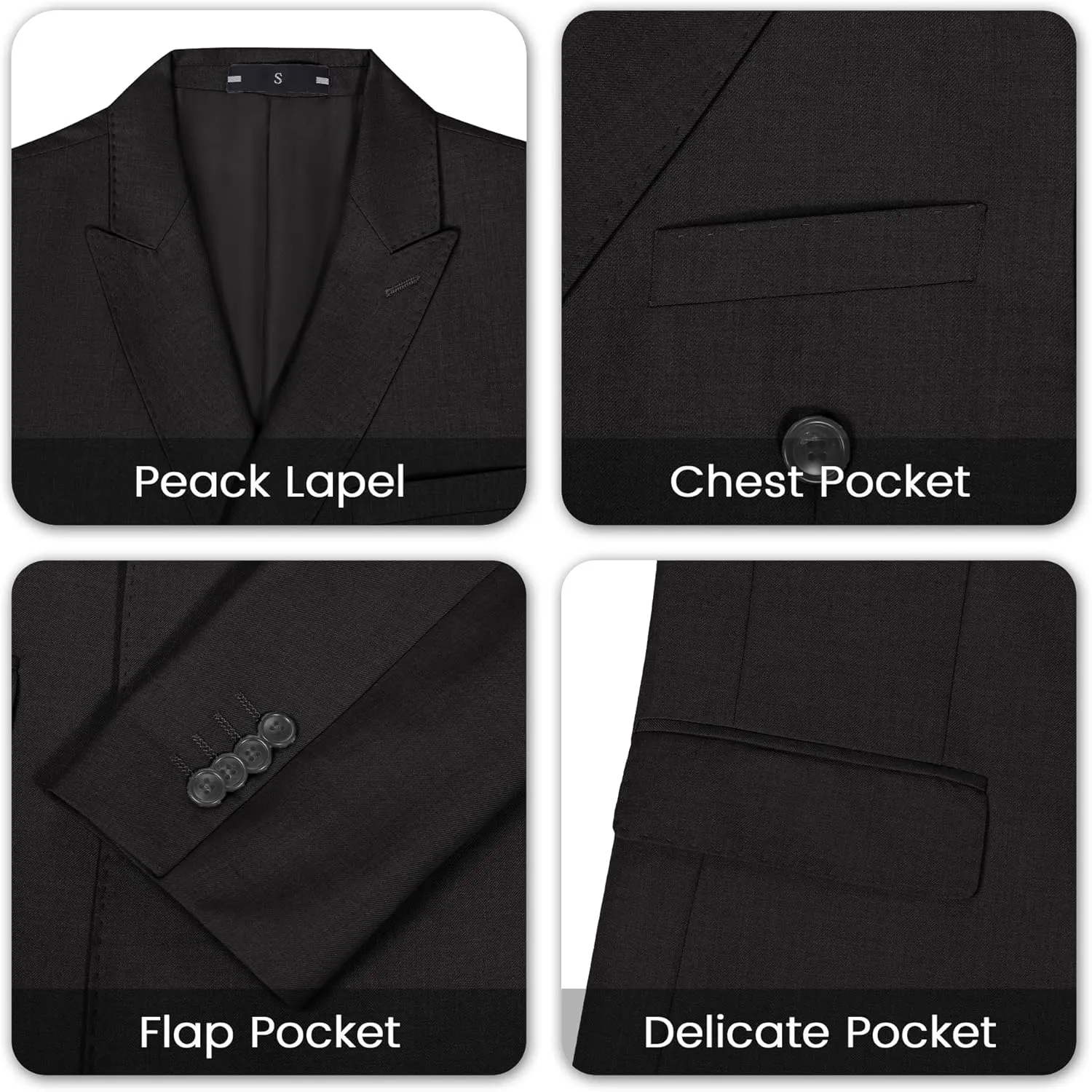 Mens Double Breasted Suit Slim Fit 3 Piece Suit Peak Lapel Solid Blazer Jacket Vest Pant Tuxedo Set for Wedding Business