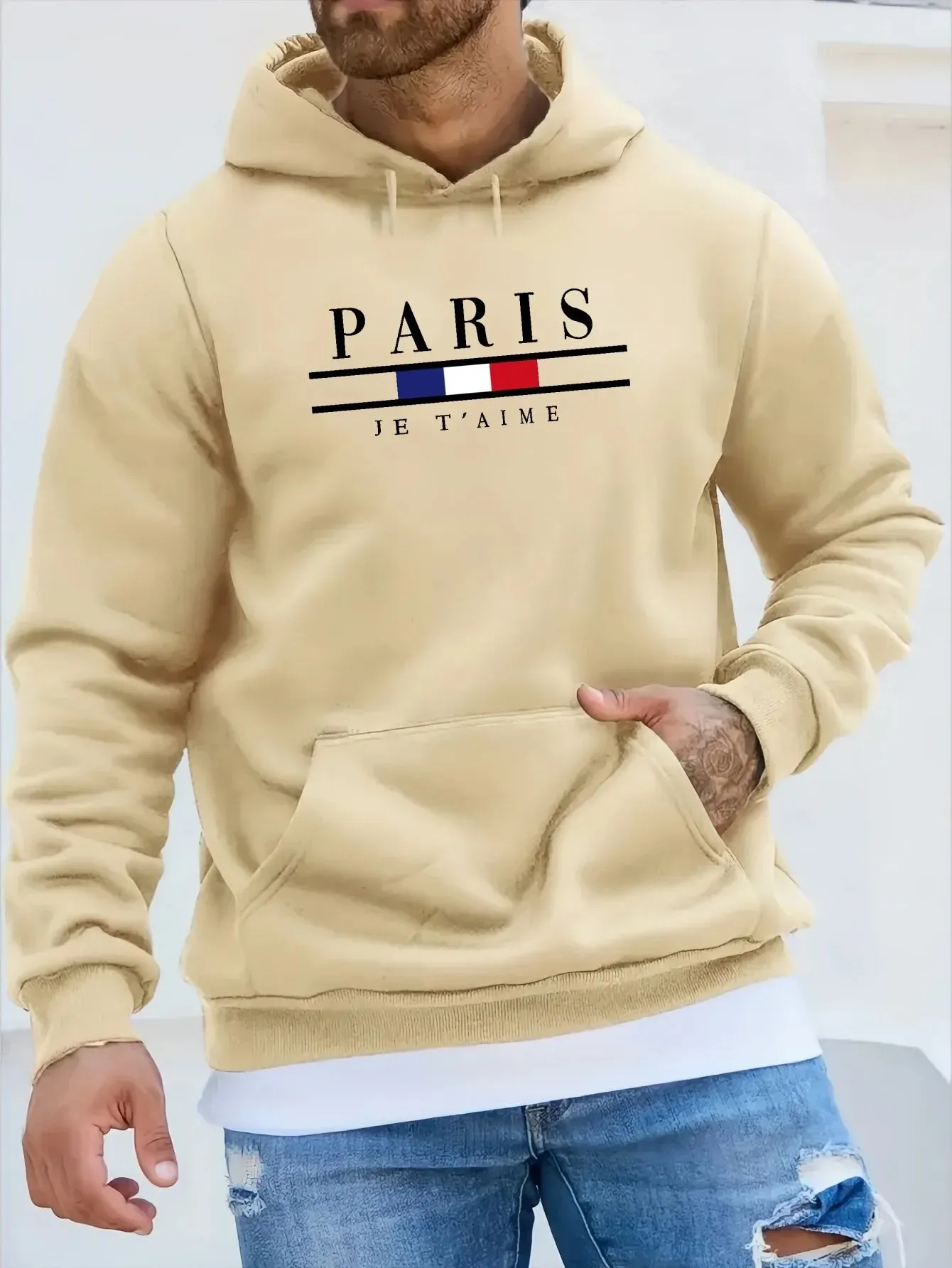 Men's Fashion Hoodie - Casual Street Style Long Sleeve Fleece Sweatshirt with Kangaroo Pocket for Autumn & Winter