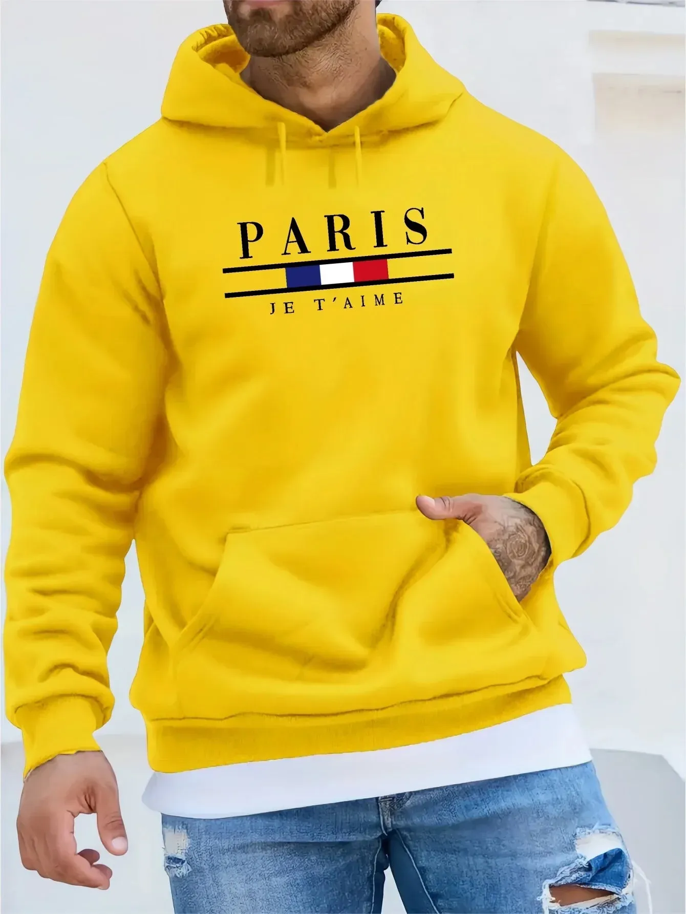 Men's Fashion Hoodie - Casual Street Style Long Sleeve Fleece Sweatshirt with Kangaroo Pocket for Autumn & Winter