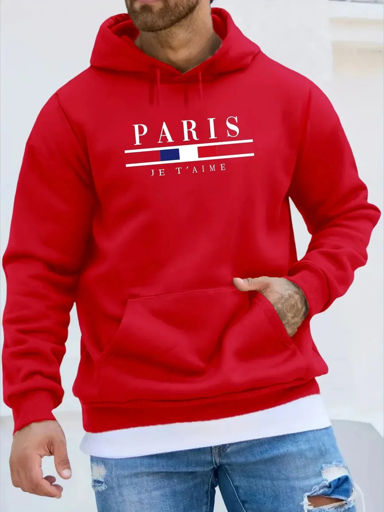 Men's Fashion Hoodie - Casual Street Style Long Sleeve Fleece Sweatshirt with Kangaroo Pocket for Autumn & Winter