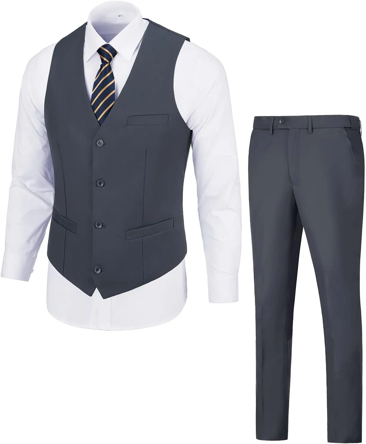 Men's Suit 2 Piece Vest Set Slim Fit Dress Suit Casual Suit Waistcoat Pant