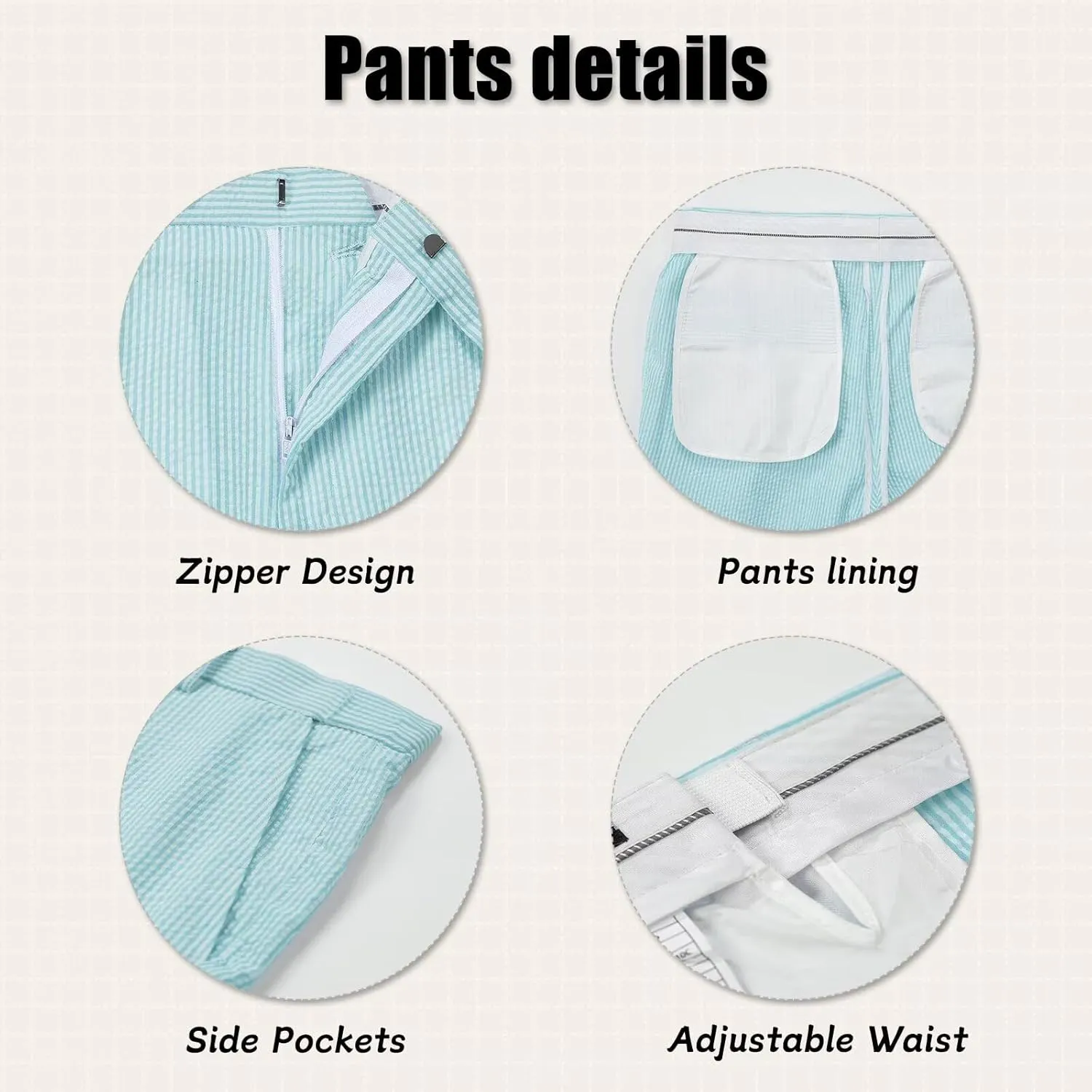Mens Suit Summer Seersucker 2 Piece Double Breasted Buckle Striped Tuxedos for Men Wedding Suits Cotton Beach Party