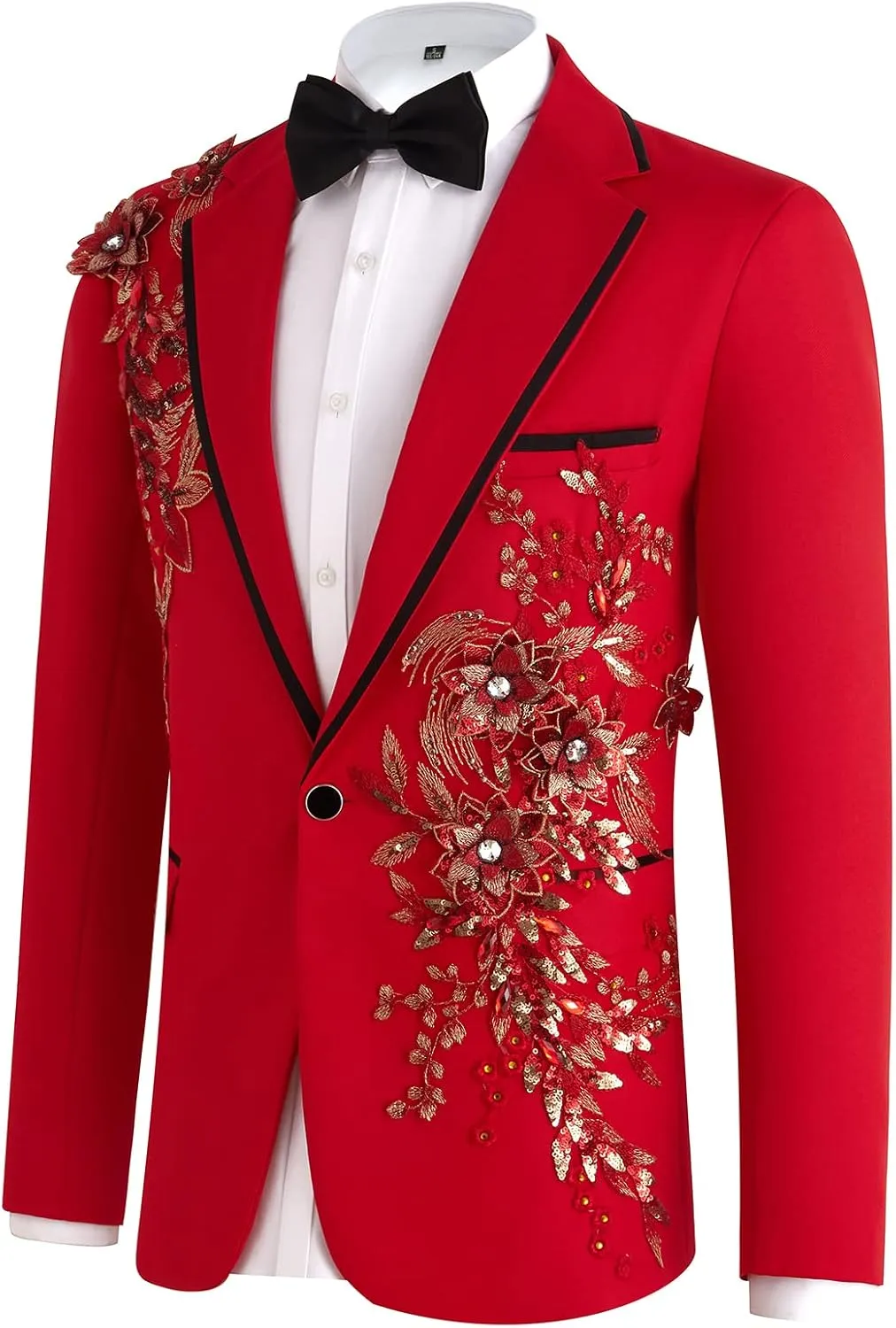 Mens Suits Slim Fit 2 Piece Formal Tuxedo Suits Blazer Pants with Bow Tie for Wedding Prom