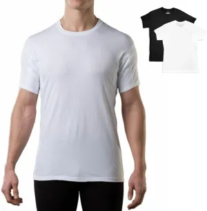 Men's Sweatproof Undershirt | Cotton Crew Neck | Original Fit | with Sweat Pads | White and Black Bundle | Large