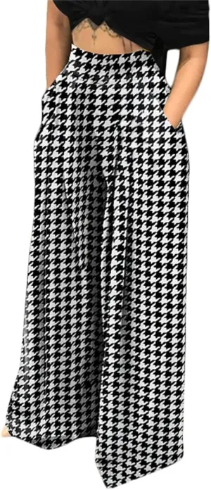 MESLIMA Palazzo Pants for Women High Waisted Wide Leg Stretchy Loose Fit Casual Trousers with Pocket