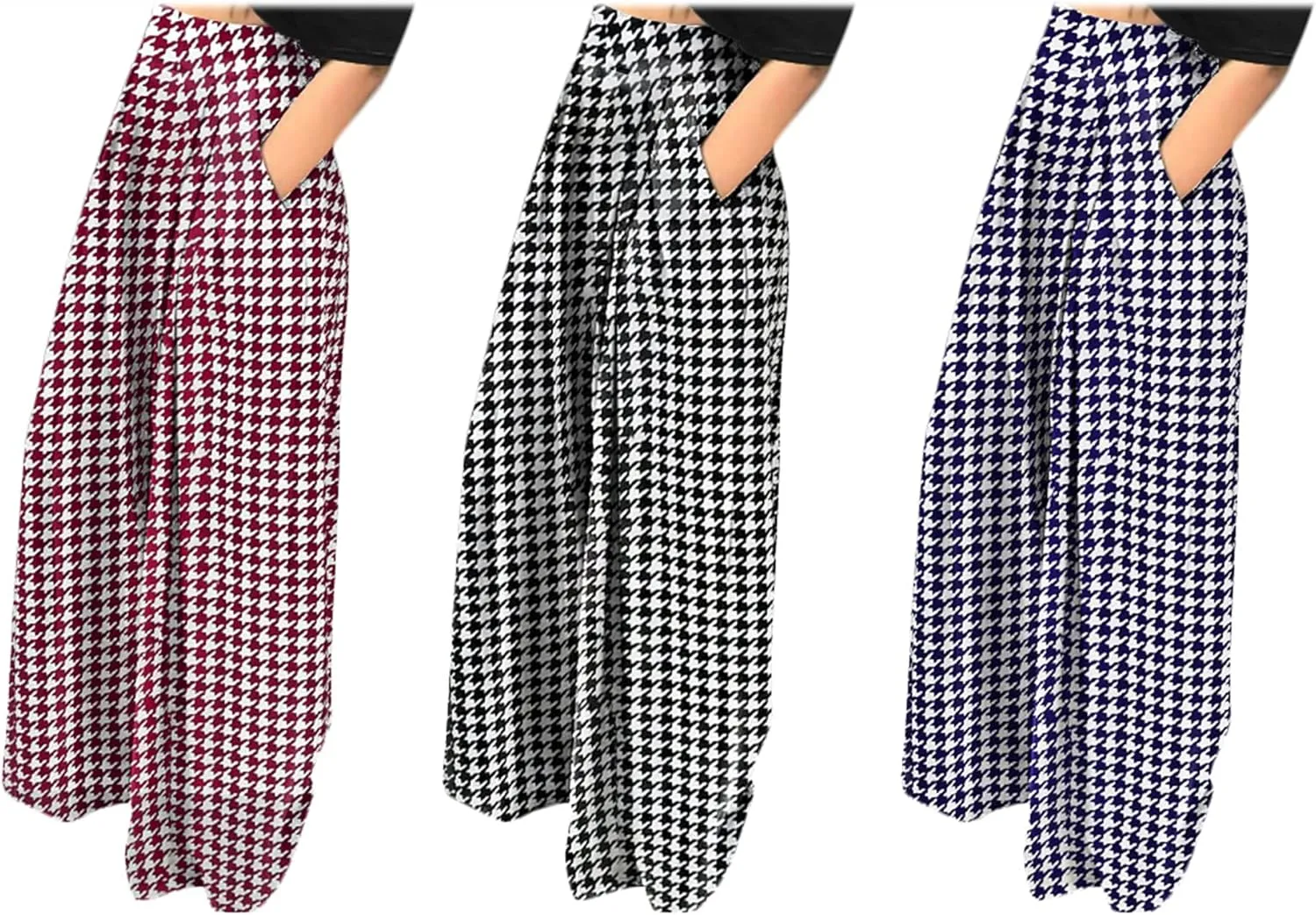 MESLIMA Palazzo Pants for Women High Waisted Wide Leg Stretchy Loose Fit Casual Trousers with Pocket