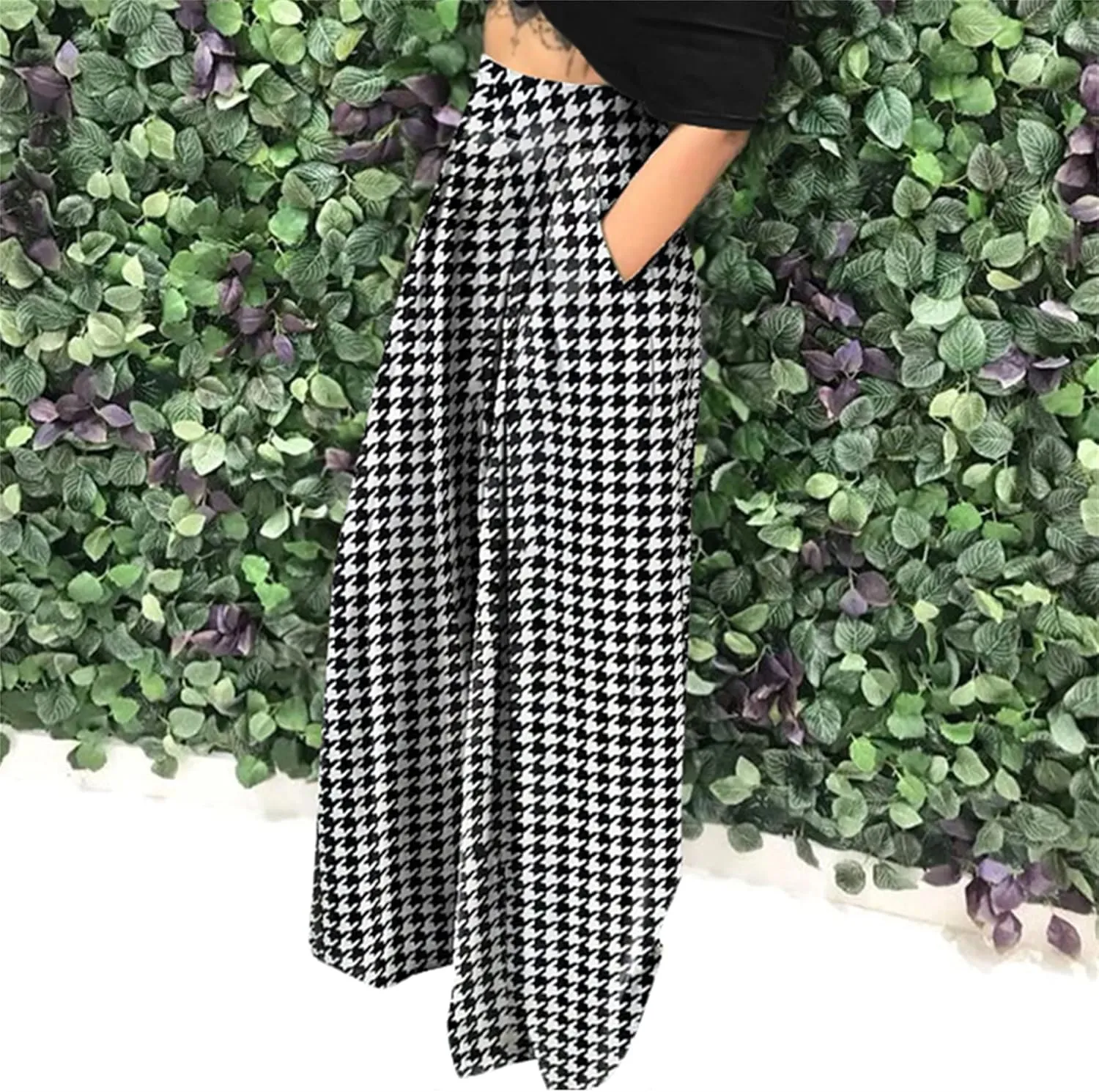 MESLIMA Palazzo Pants for Women High Waisted Wide Leg Stretchy Loose Fit Casual Trousers with Pocket