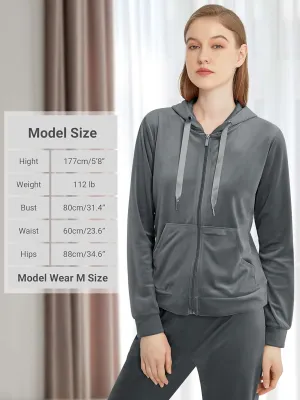 MessBebe Womens Velour Tracksuits Set Long Sleeve Sweatsuits 2 Piece Sports Outfit Zip Hoodie Sweatpants Joggers Set