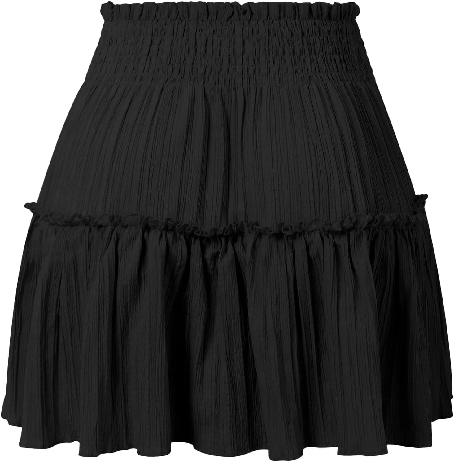 Mini Skirts for Women High Elastic Waisted Tiered Boho Smocked Ruffle A-Line Skirt Beach Flowy Short Cake Skirt