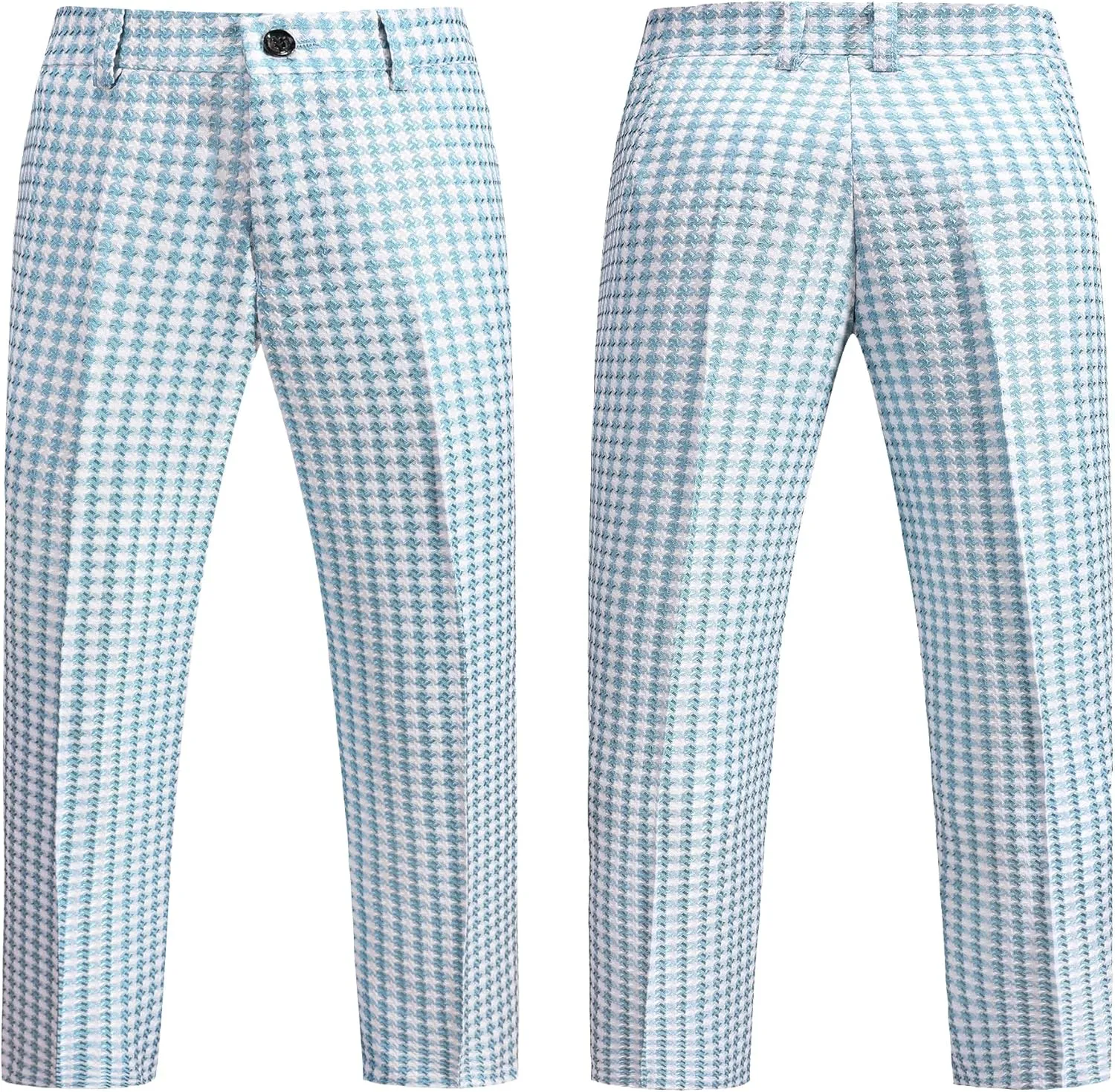 MOGU Boys 3-Piece Houndstooth Tuxedo Suit Set - Slim Fit Shawl Lapel Outfit Blazer Vest Pants Kids' Weddings Ring Bearer