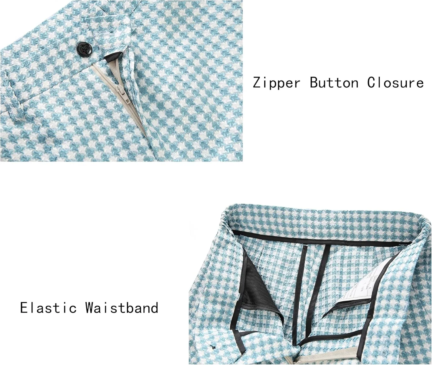 MOGU Boys 3-Piece Houndstooth Tuxedo Suit Set - Slim Fit Shawl Lapel Outfit Blazer Vest Pants Kids' Weddings Ring Bearer
