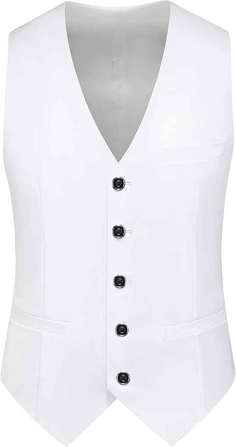 MOGU Mens 3 Piece Dress Suit Slim Fit One Button Side Vents Tuxedo
