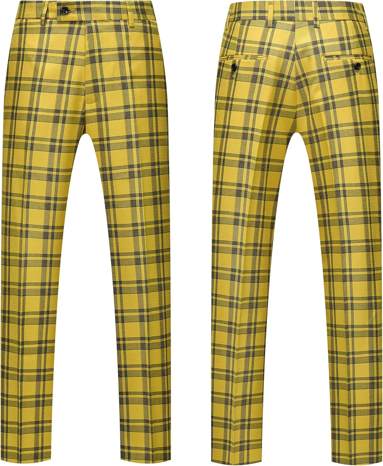 MOGU Mens 3-Piece Slim Fit Plaid Suit - Blazer, Vest, and Pants Set for Wedding Prom Casual
