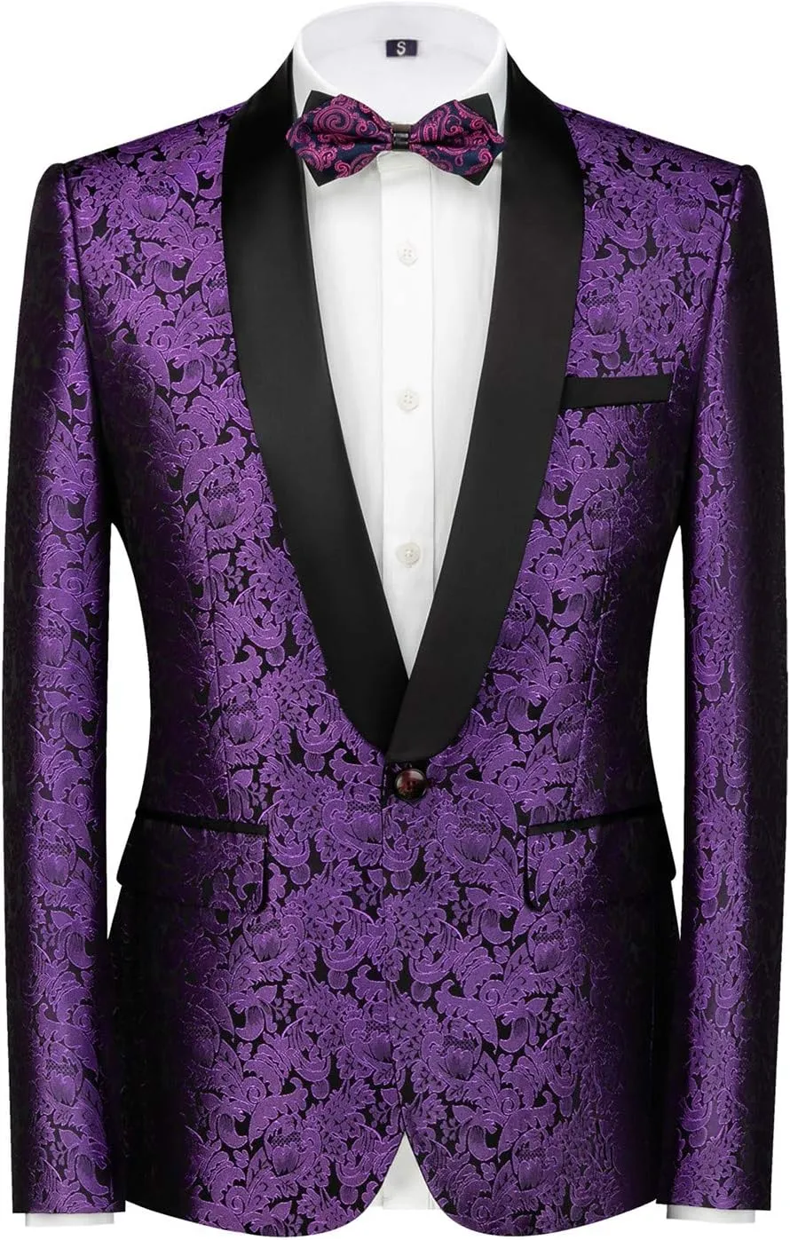 MOGU Mens Tuxedo Suit Jacket Slim Fit Shawl Lapel Wedding Party Dress Blazer