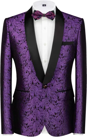 MOGU Mens Tuxedo Suit Jacket Slim Fit Shawl Lapel Wedding Party Dress Blazer