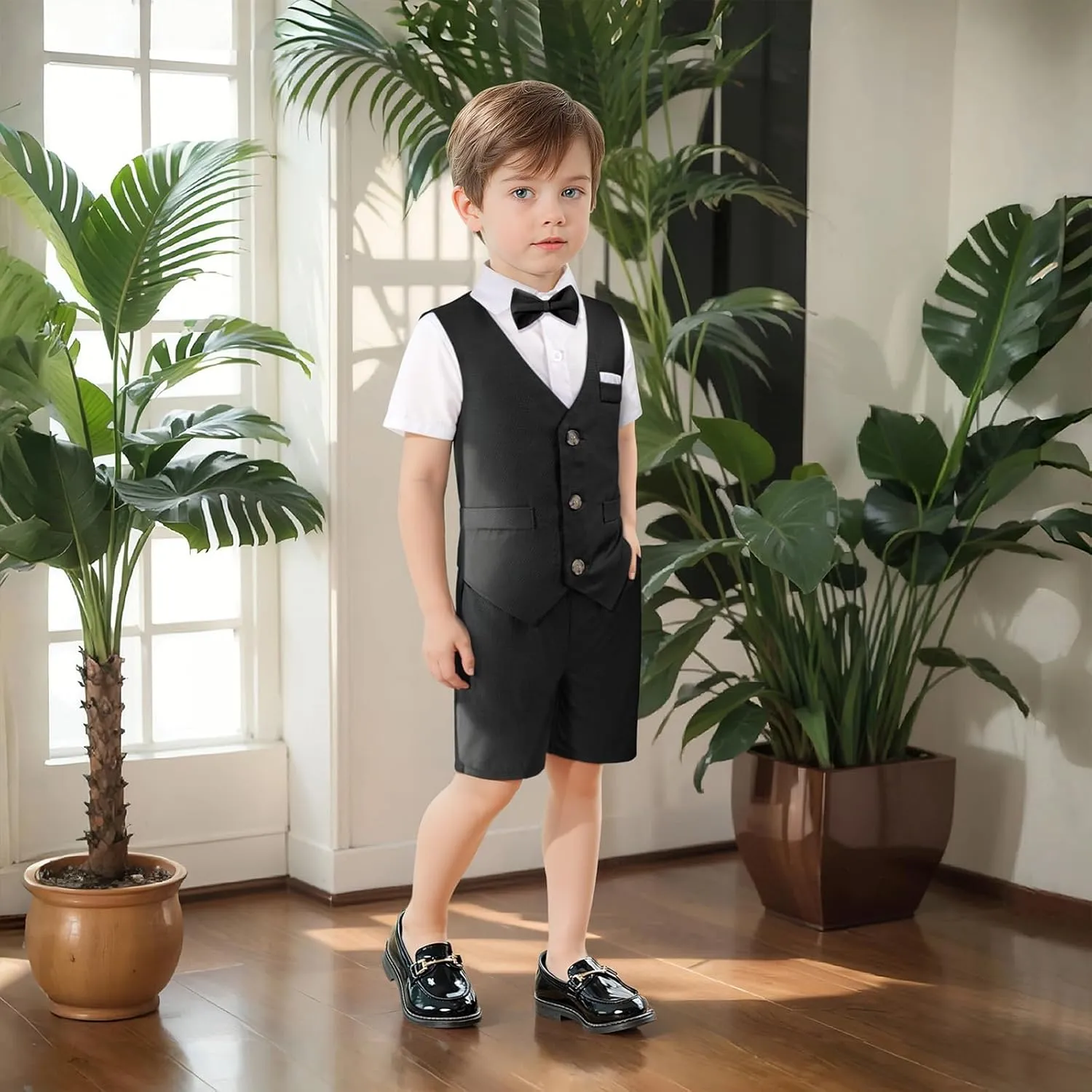 Nwada Boys Suit Toddler Dress Clothes Shirt with Bow Tie, Dress Pants Sets Kids Gentleman Outfit suits