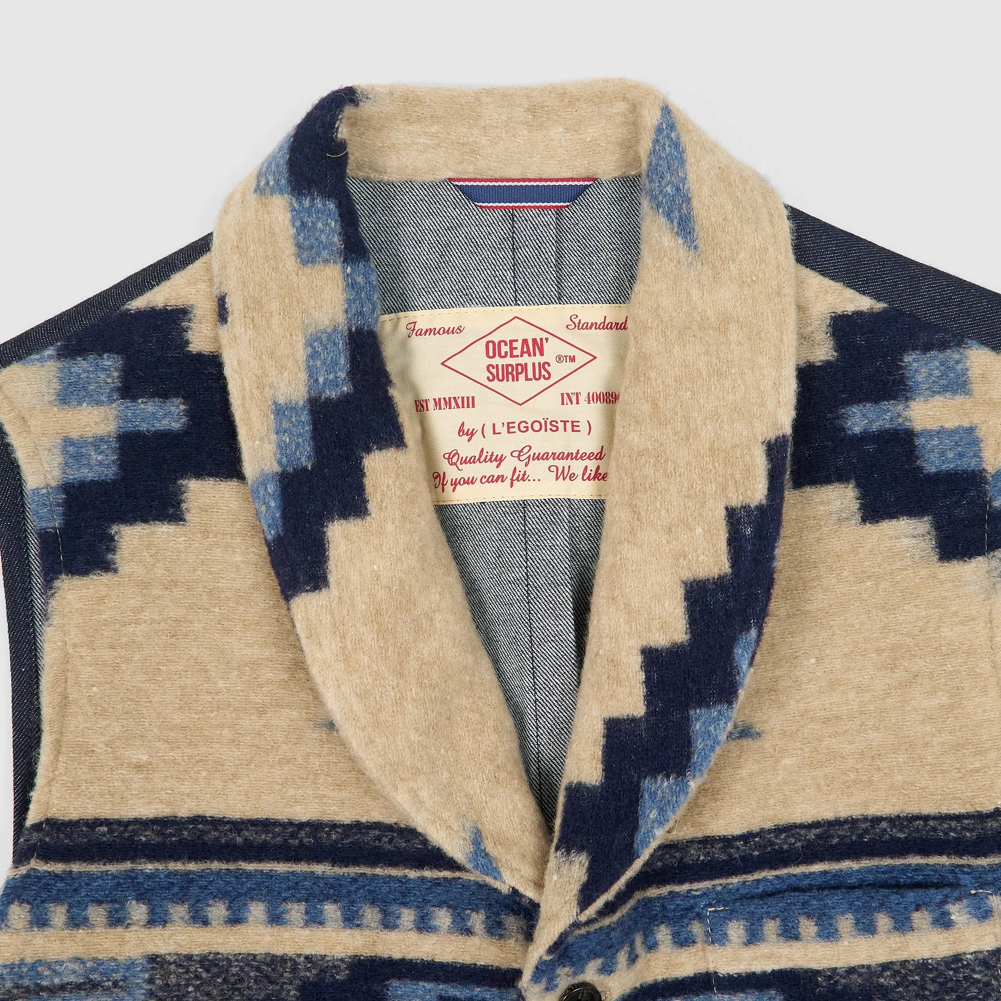 Ocean Surplus Southwestern Jacquard Woven Wool  Blend Vest