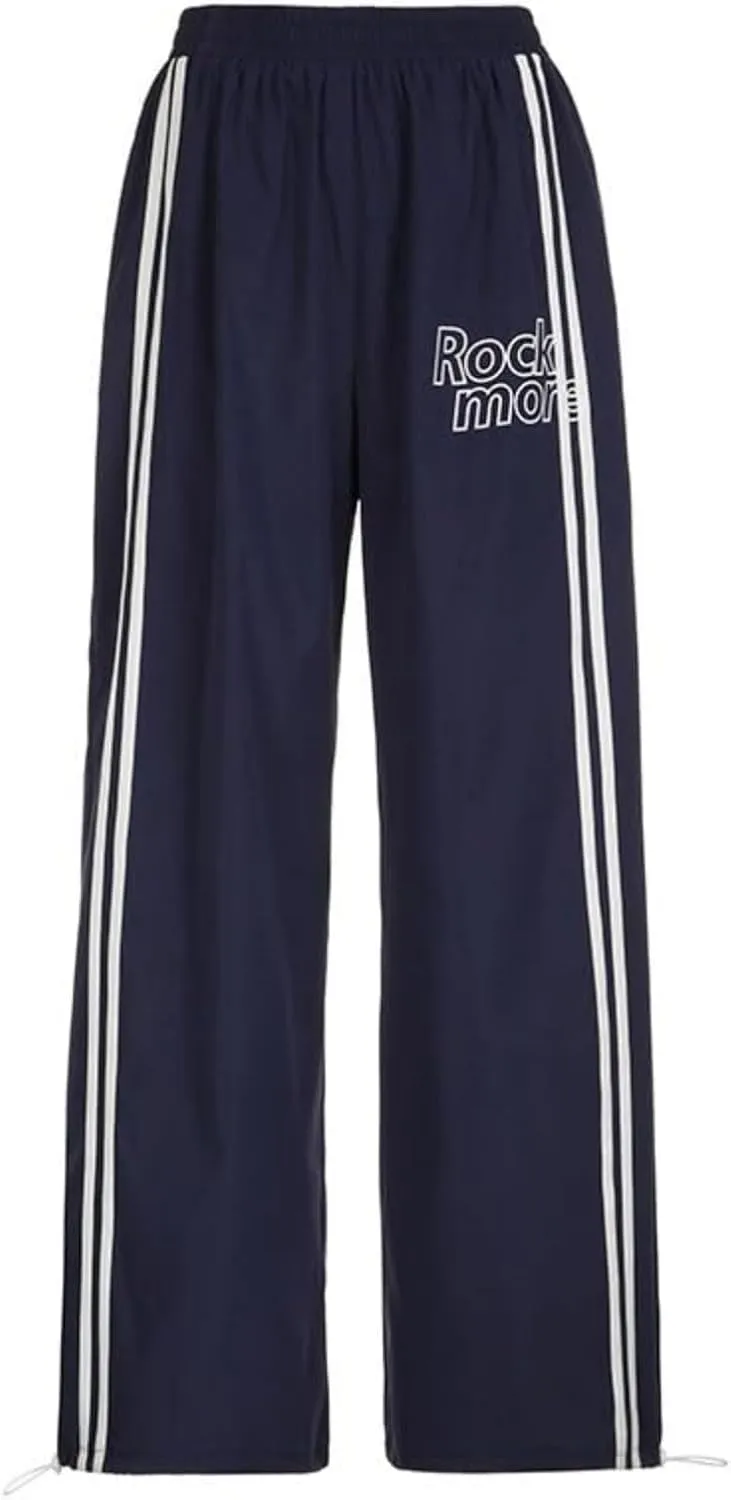 OCUH Track Pants - Women's Baggy Cargo Pants, Y2K Style, High Waist, Loose Trousers (Black, M, Medium)