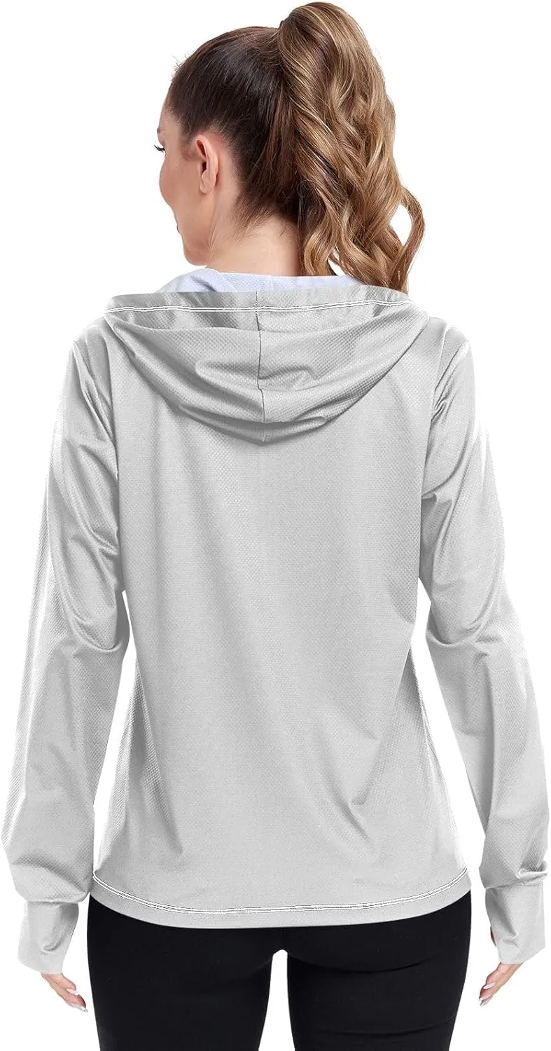 ODAWA Womens Upf Hoodie Lightweight Full Zip Running Jacket UV Cooling Hoodie Summer Clothing