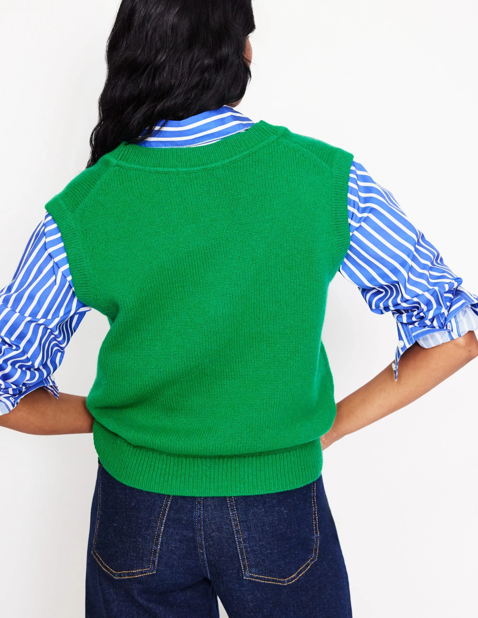 Olivia Merino Tank-Rich Emerald Green