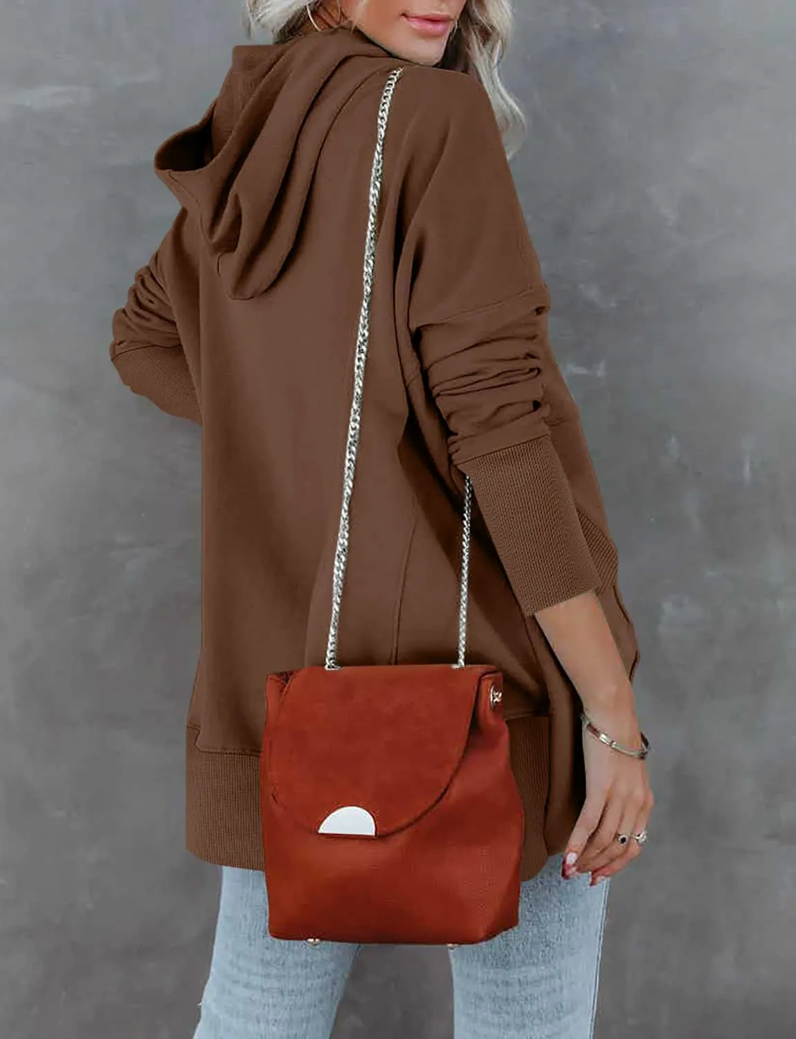 onlypuff Womens Oversized Hoodies and Sweatshirt V Neck Button up Loose Fit Henley Shirt 2022 Fall Fashion