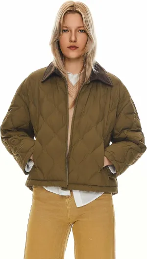 Orolay Women's Lightweight Quilted Jacket Puffer Cropped Down Coat Zip Up Warm with Pockets for Fall and Winter