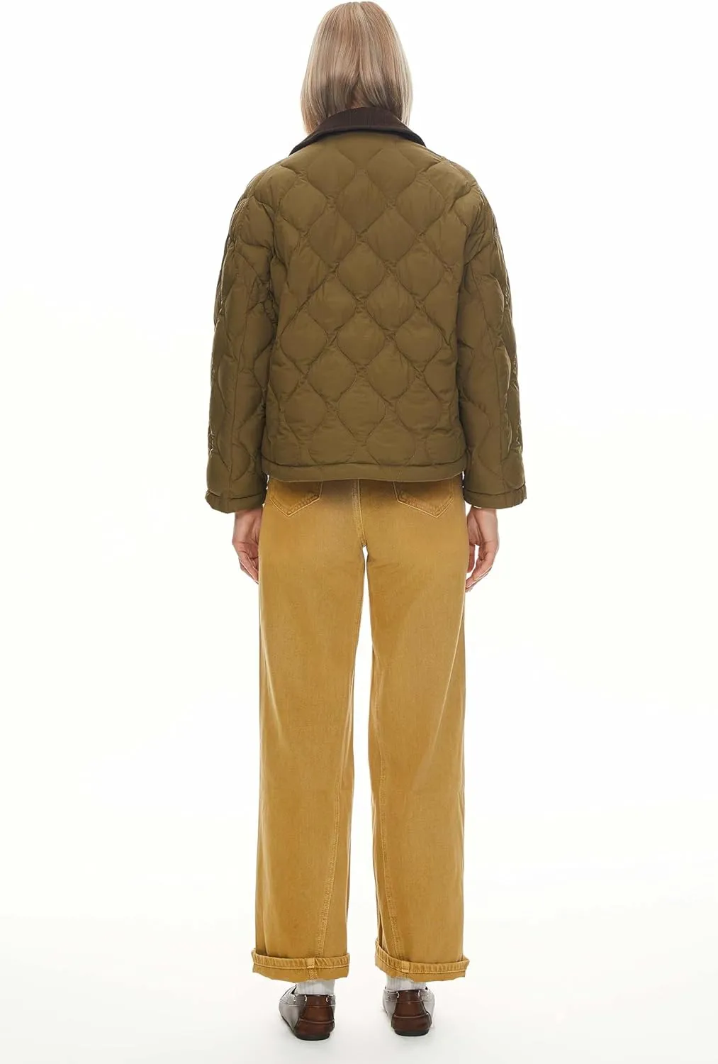 Orolay Women's Lightweight Quilted Jacket Puffer Cropped Down Coat Zip Up Warm with Pockets for Fall and Winter
