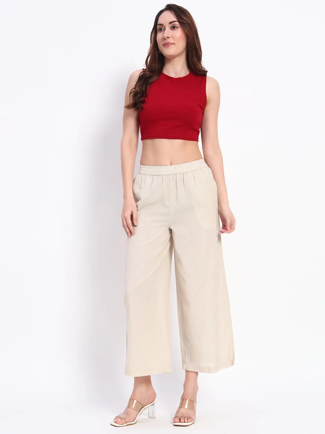 PIDAVLIYA'S Women's Wide Leg Pants Elastic High Waist Casual Yoga Workout Palazzo Pants & Trousers with Pockets